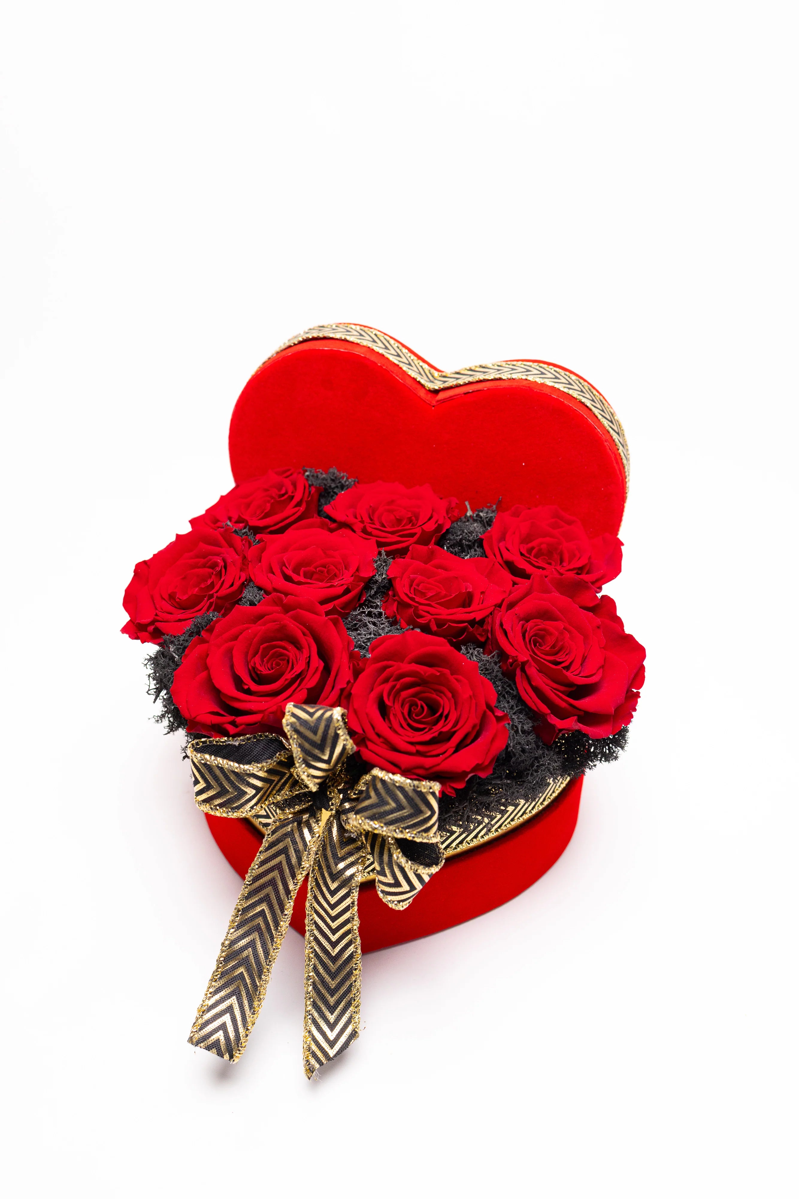 Aranjament Inimă Lux 9 Trandafiri Criogenați Roșii