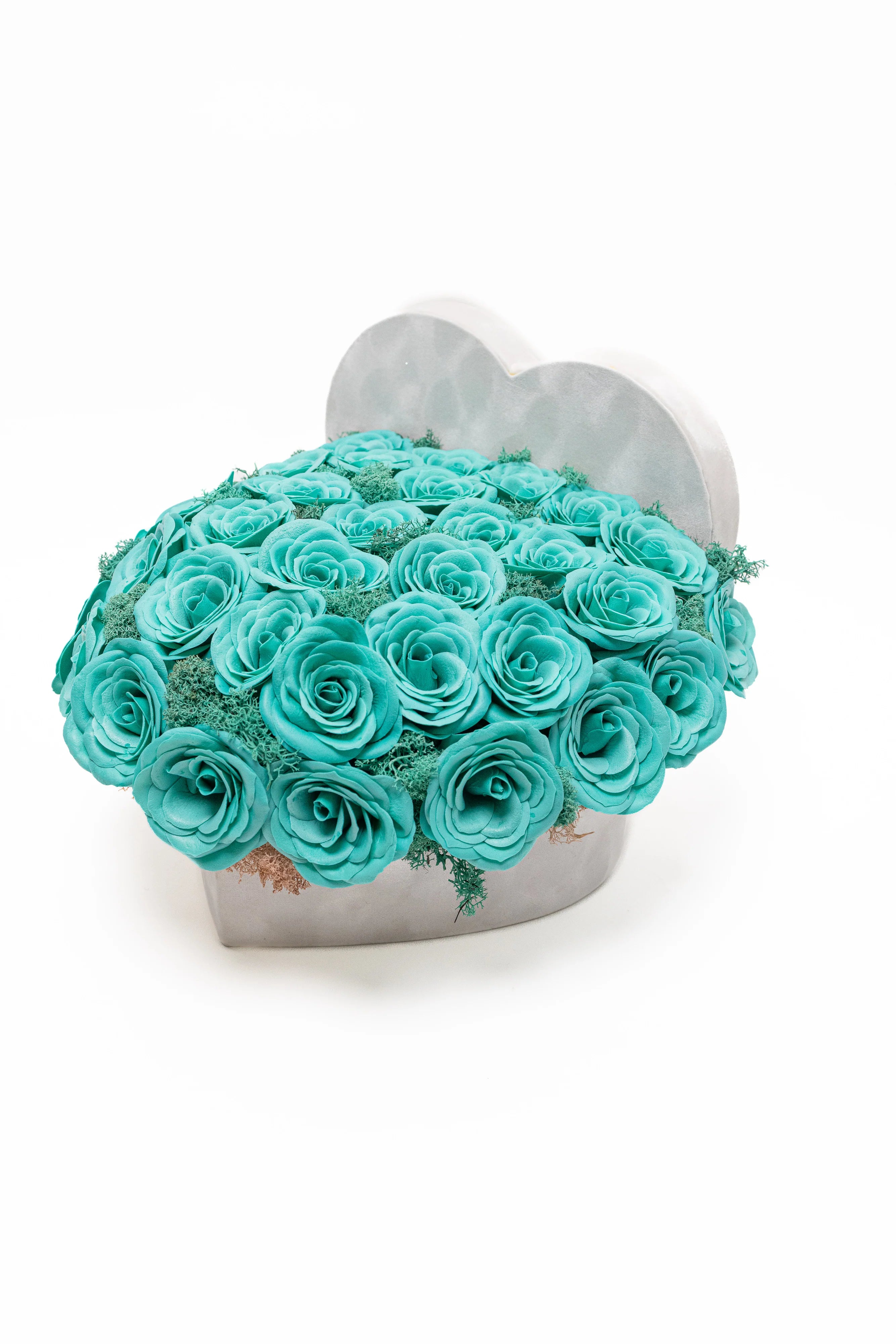 Aranjament de Lux Turquoise în Cutie Inimă